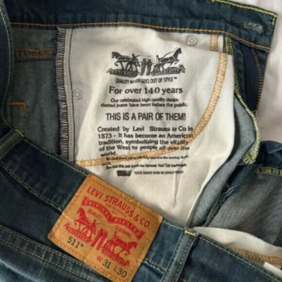 Men's Levi's 511 Slim Fit Rinsed Playa Dark Wash Jeans - Picture 3 of 5